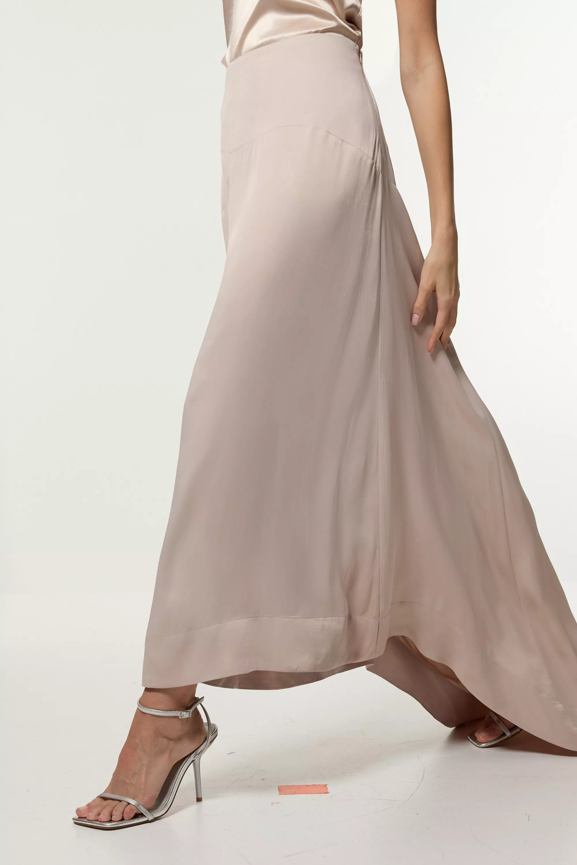 Viscose Satin Panelled Train Maxi Skirt | Karen Millen