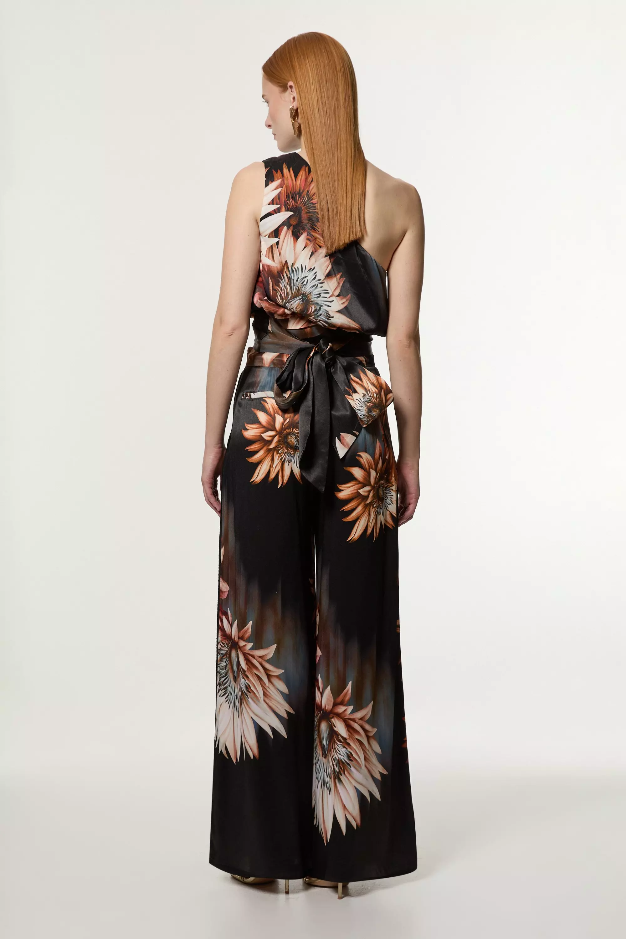 Floral Tall Viscose Satin Printed Wide Leg Woven Trouser alternative image