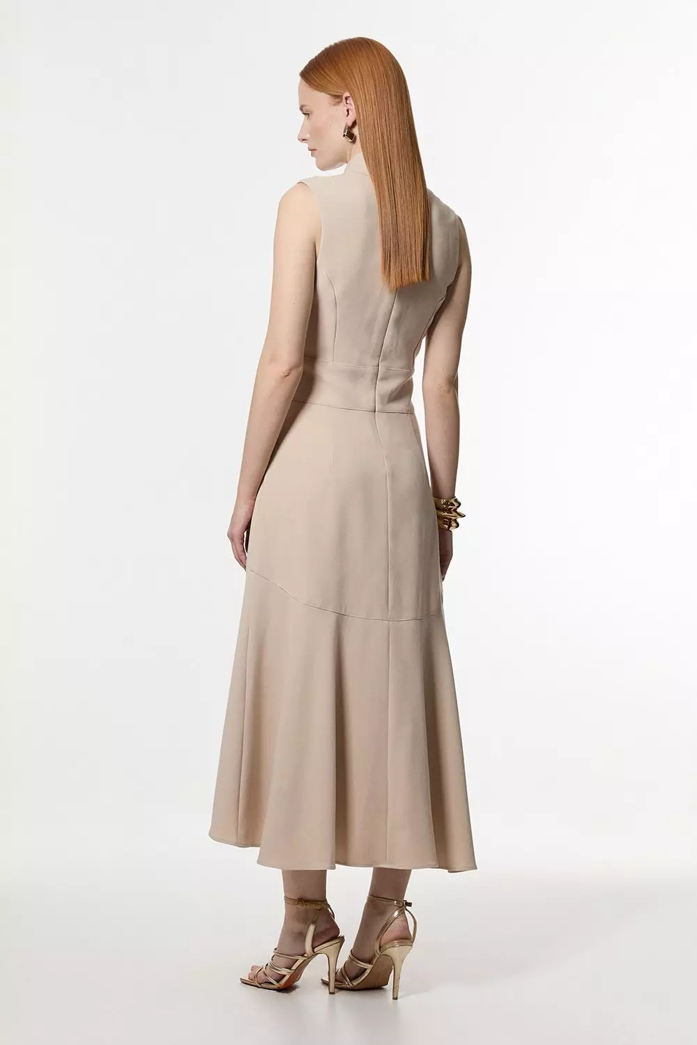 【KAREN MILLEN】ストレッチ アシンメトリー ペンシル ミディ Compact Stretch Forever Belted Pencil Midi Dress | Karen Millen