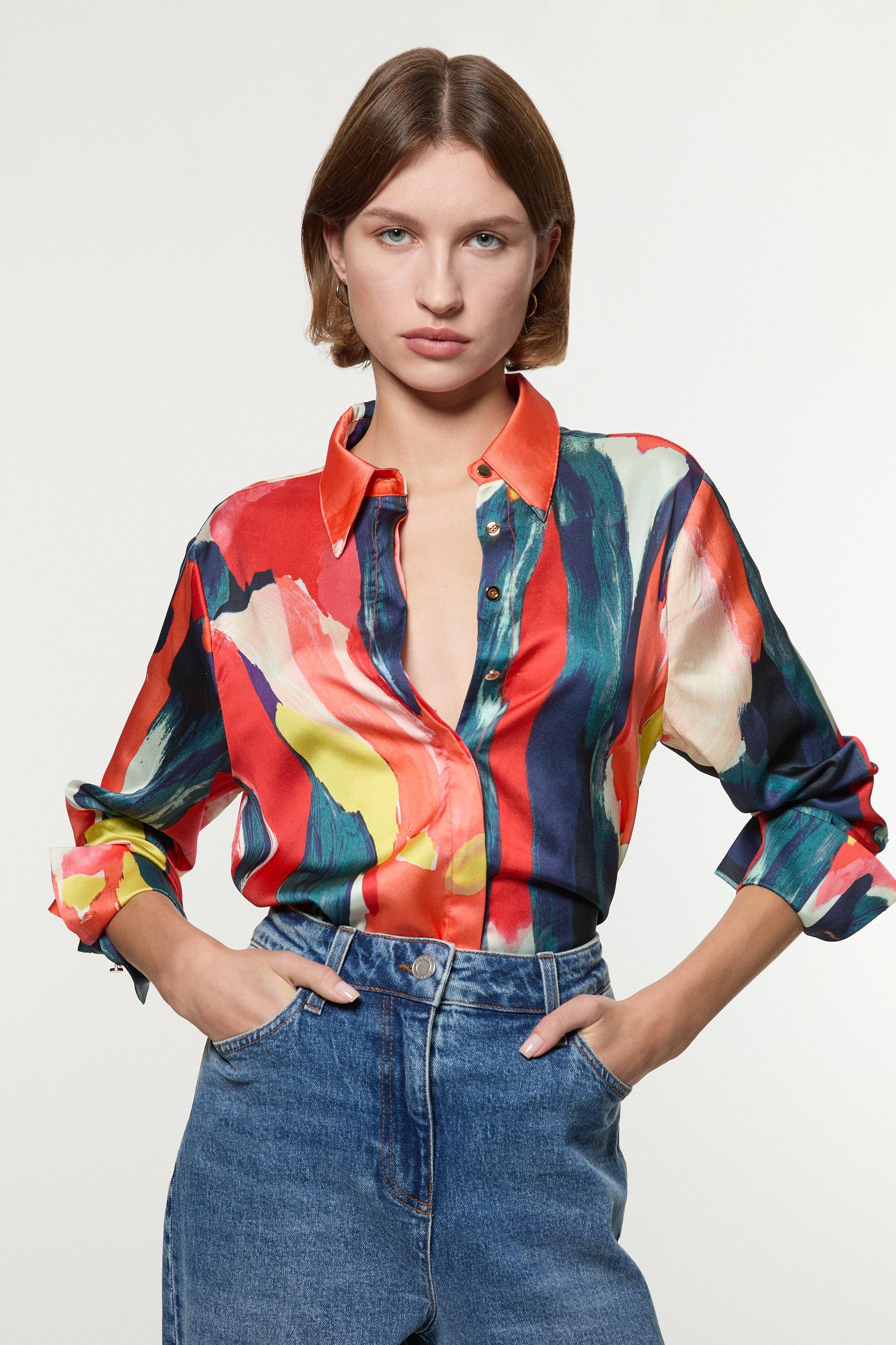 Multi Satin Printed Woven Shirt