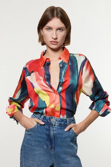 Satin Printed Woven Shirt multi