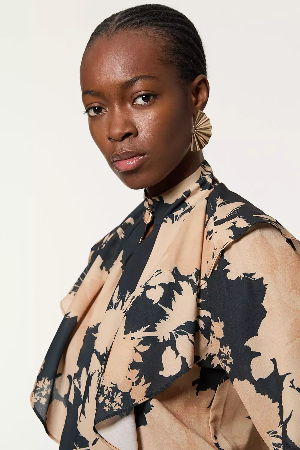 Ruffle High Neck Georgette Woven Blouse | Karen Millen