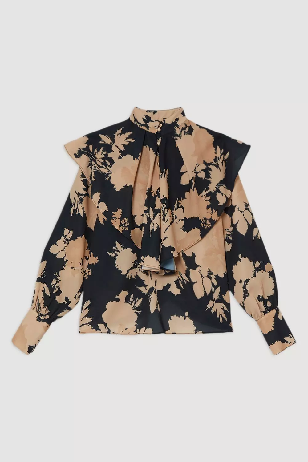 Ruffle High Neck Georgette Woven Blouse | Karen Millen