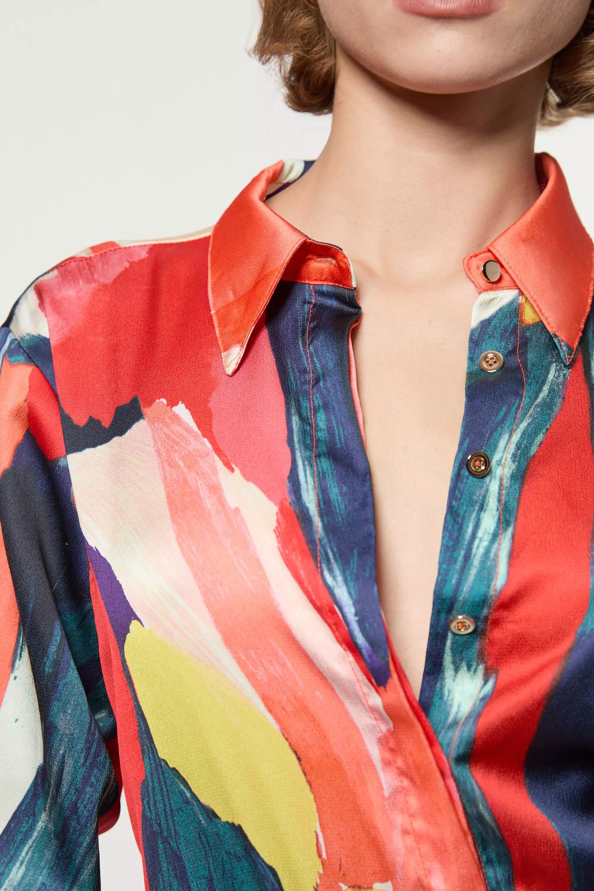 Tall Satin Printed Woven Shirt | Karen Millen