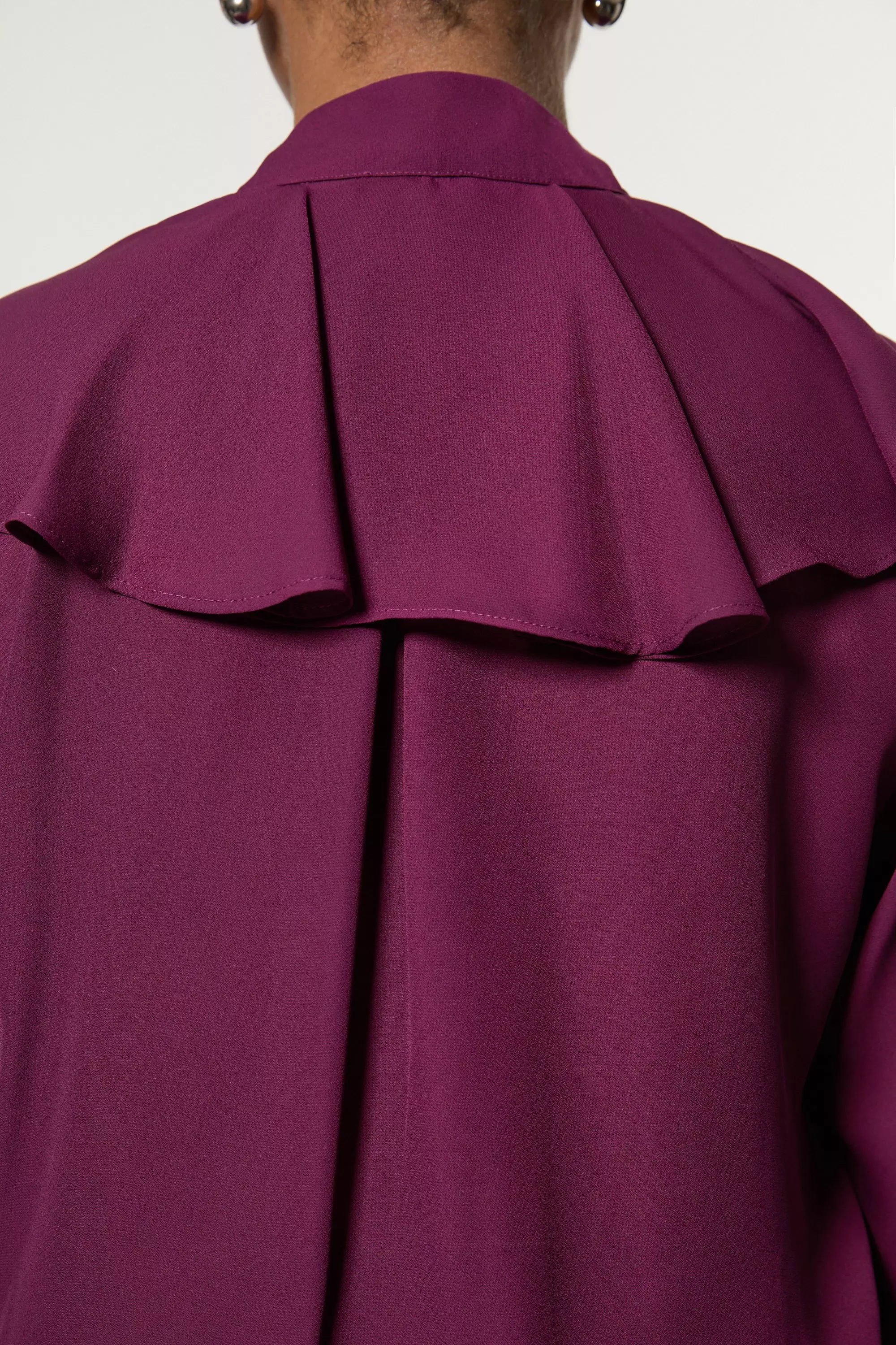 Plus Size Ruffle High Neck Georgette Woven Blouse | Karen Millen