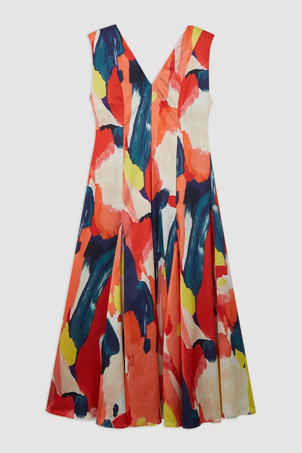 Petite Satin Print V Neck Woven Maxi Dress | Karen Millen