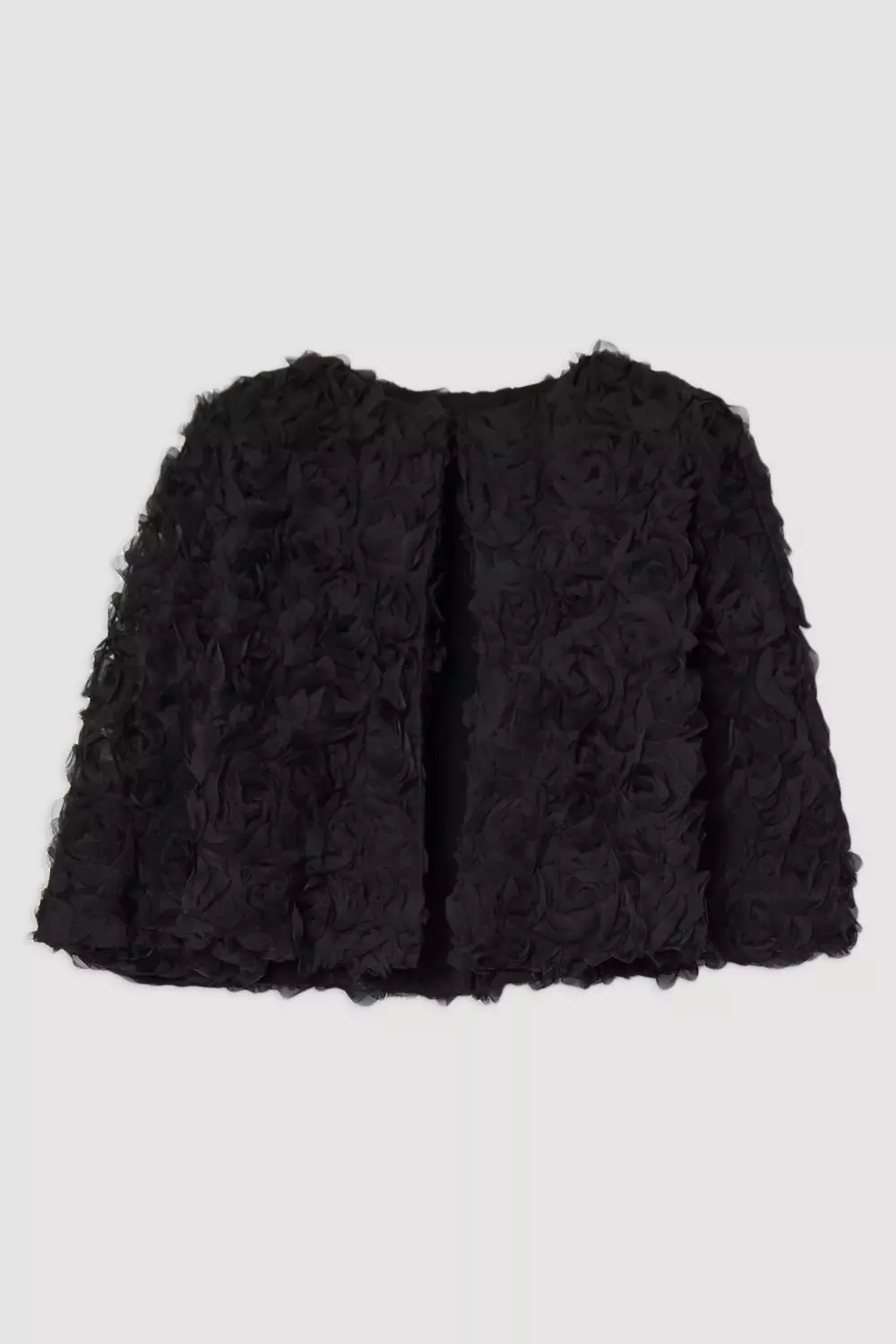 KAREN MILLEN☆Textured Rosette Woven Cape 2色【UK発】 Plus Size Textured Rosette Woven Cropped Cape | Karen Millen