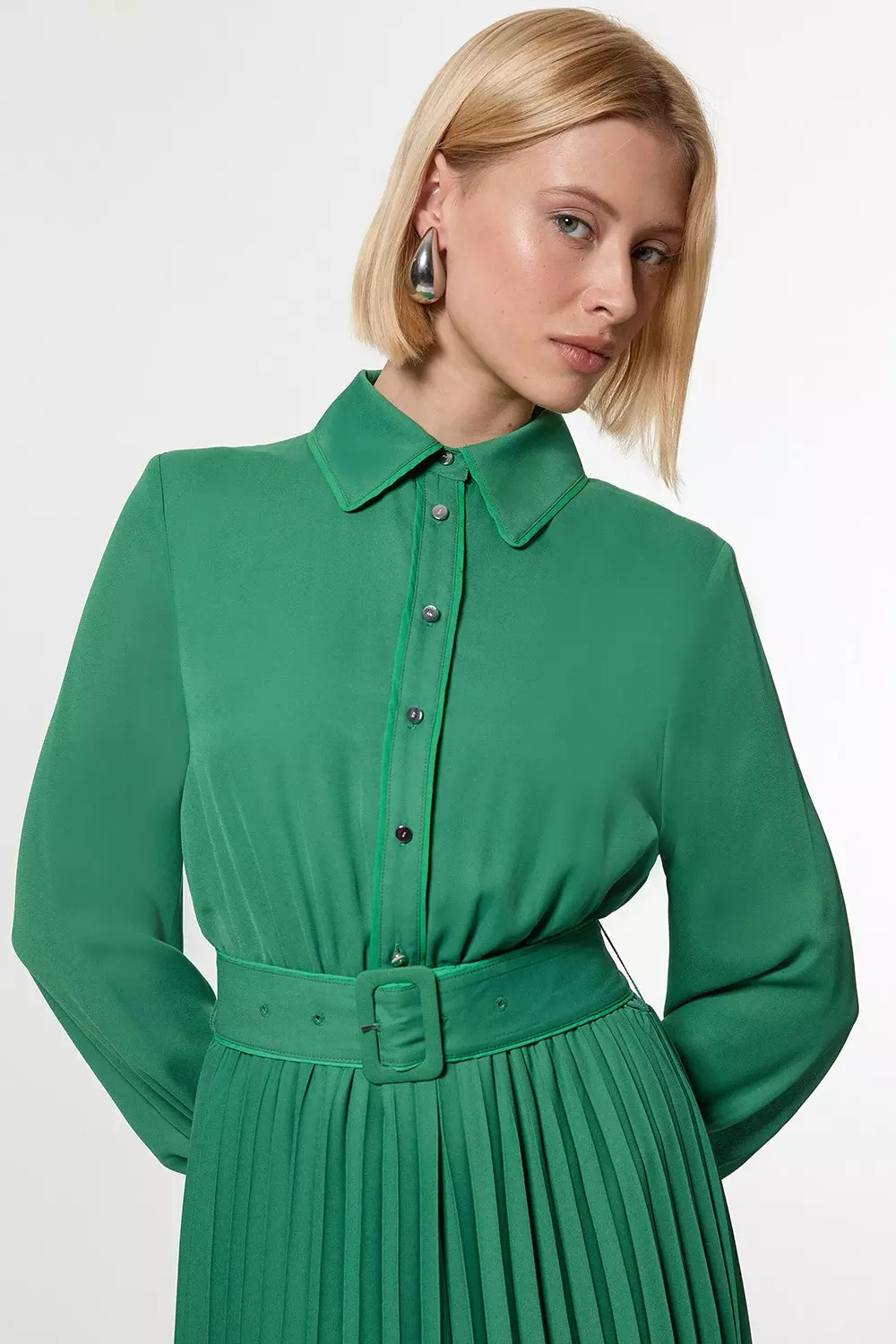Contrast Tipped Georgette Woven Shirt Dress | Karen Millen