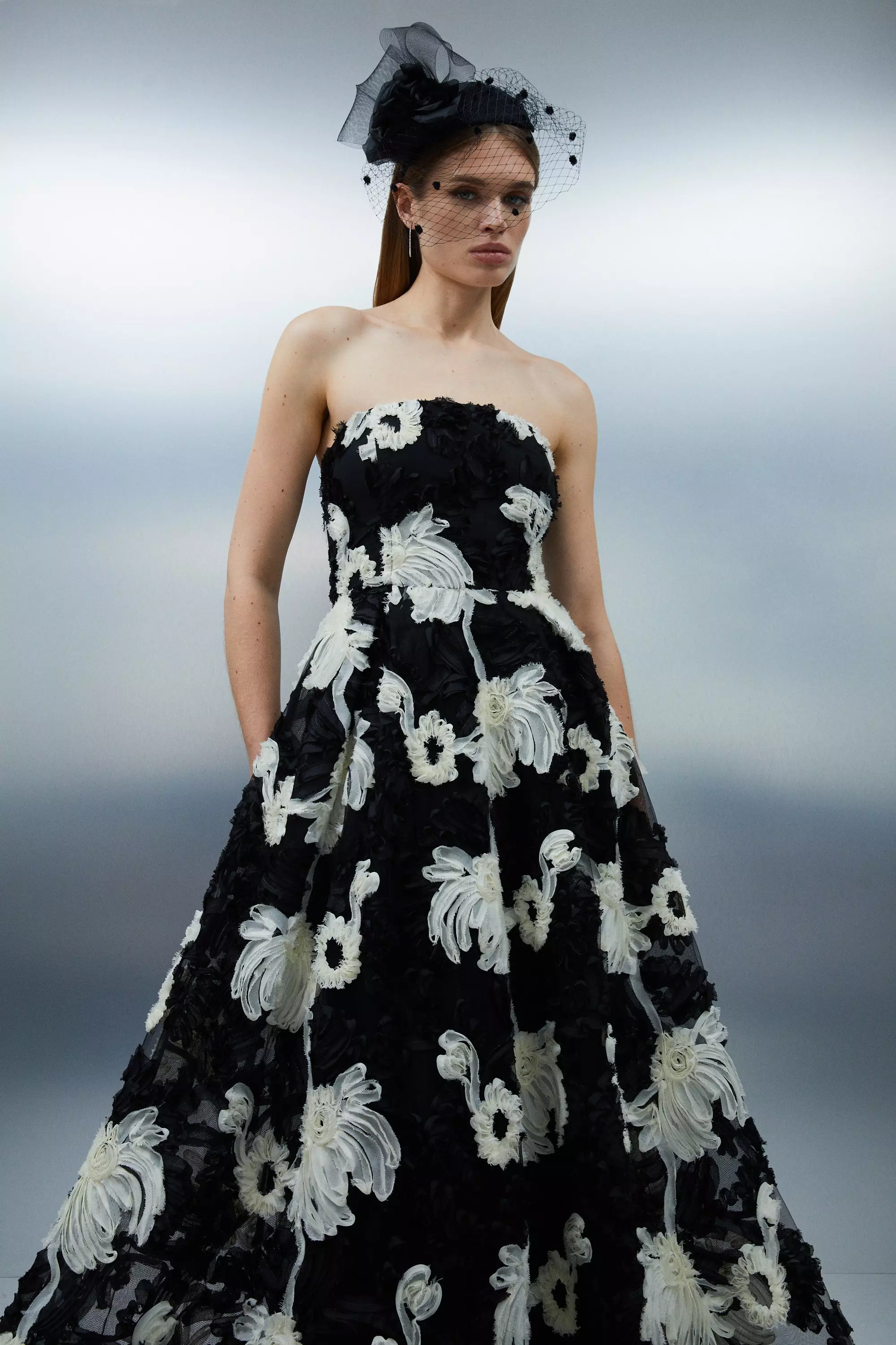 Abstract Floral Printed Jersey Crepe Twist Neckline Maxi