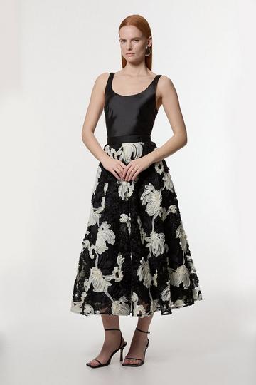 Rosette Mono Textured Woven Prom Skirt mono