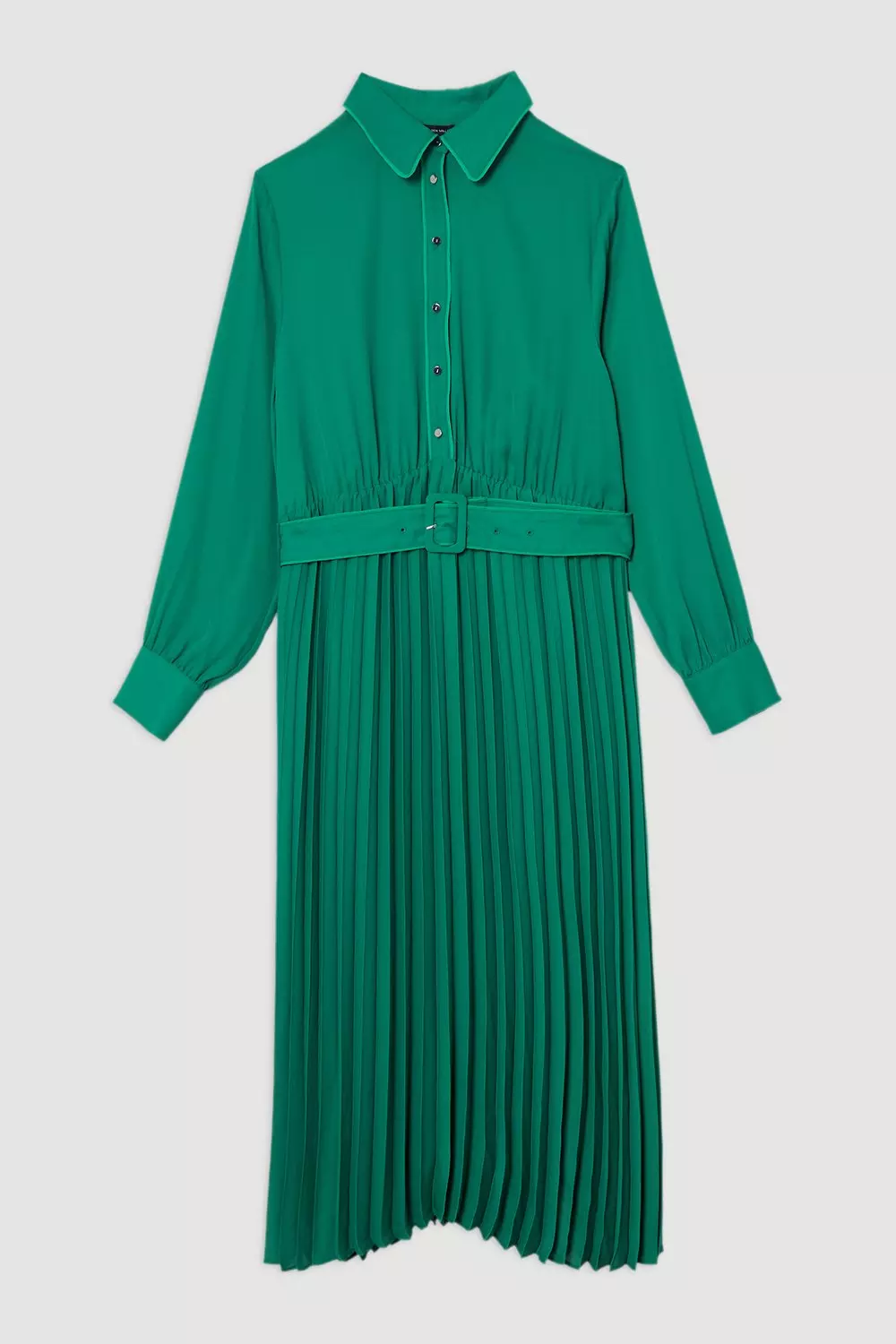 Green Plus Size Contrast Tipped Georgette Woven Shirt Dress alternative image