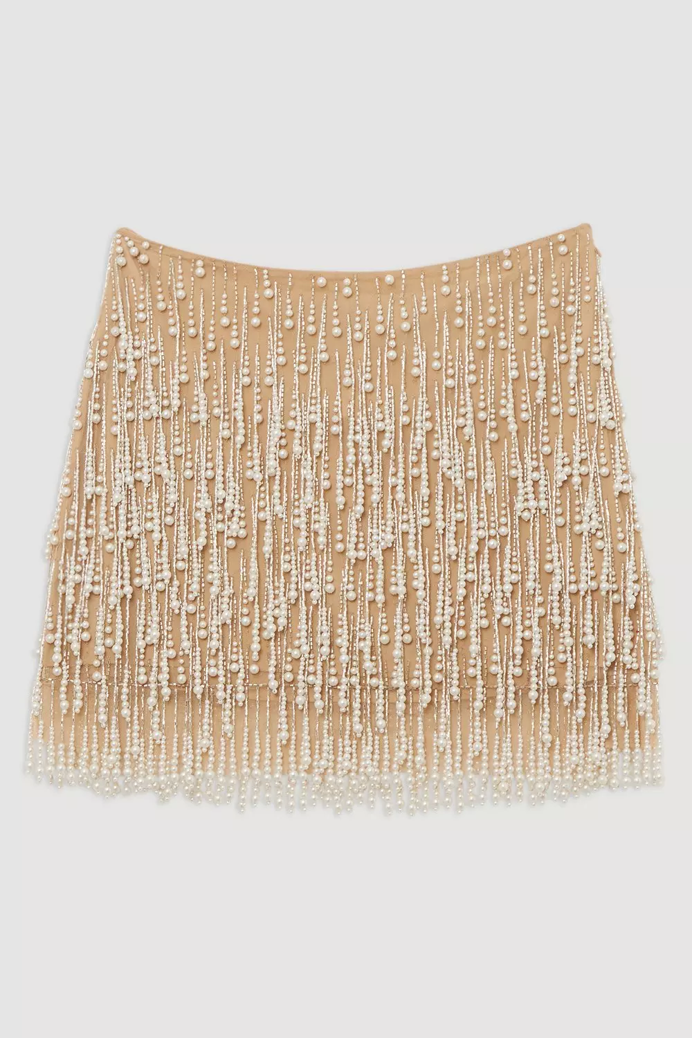 Tall Pearl Tassel Embellished Woven Mini Skirt | Karen Millen