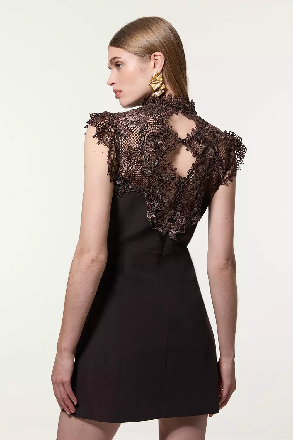 Guipure Lace Woven Mini Dress | Karen Millen