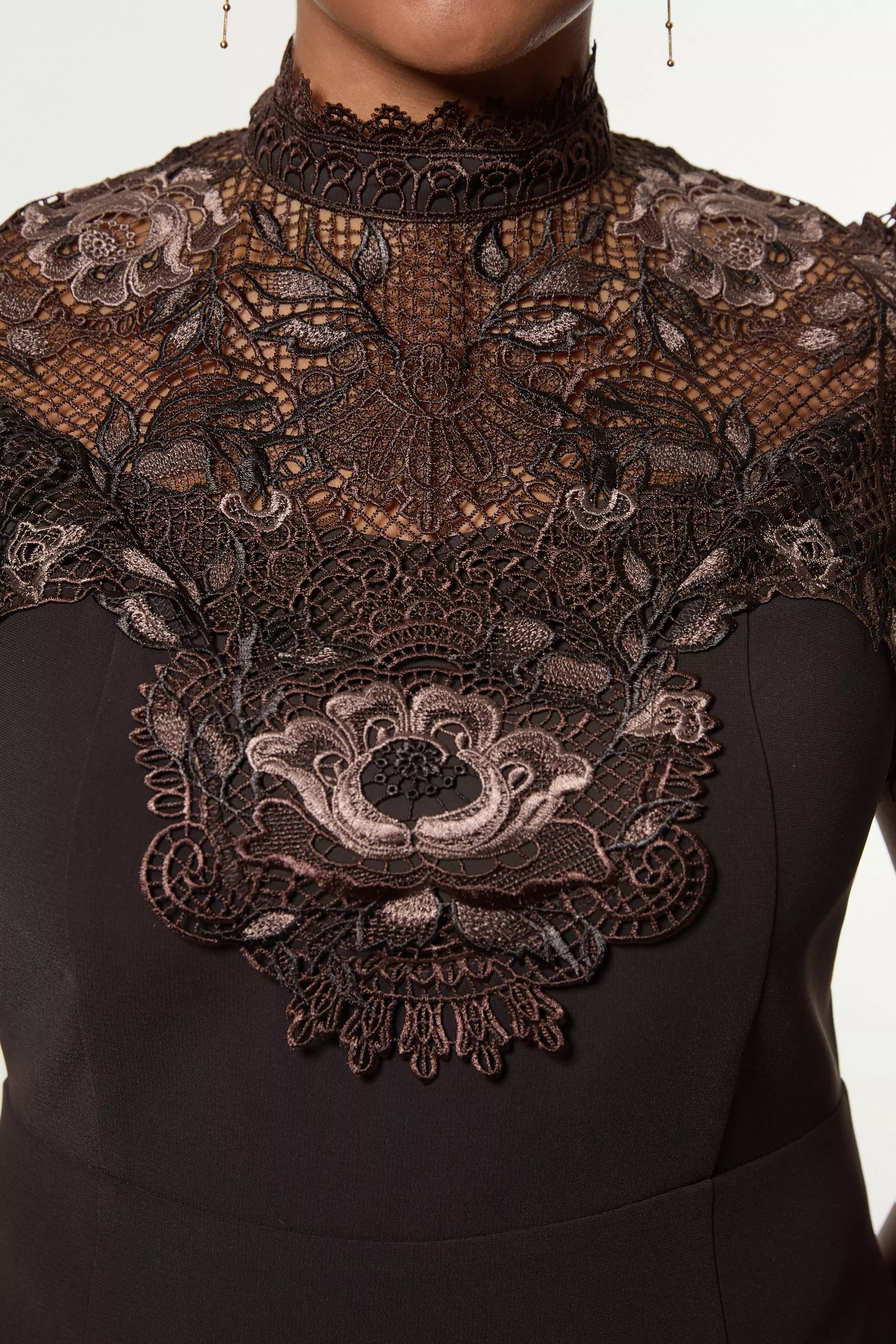 Plus Size Guipure Lace Woven Mini Dress | Karen Millen
