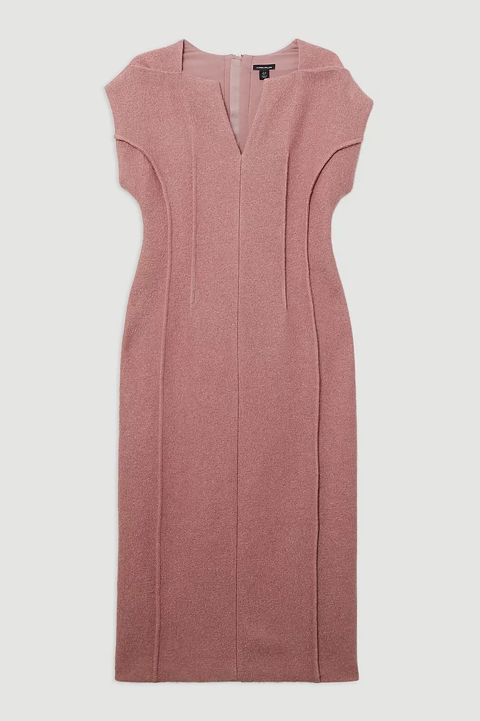 Textured Wool Blend Darted Tailored Midi Dress | Karen Millen Textured Wool Blend Darted Tailored Midi Dress | Karen Millen