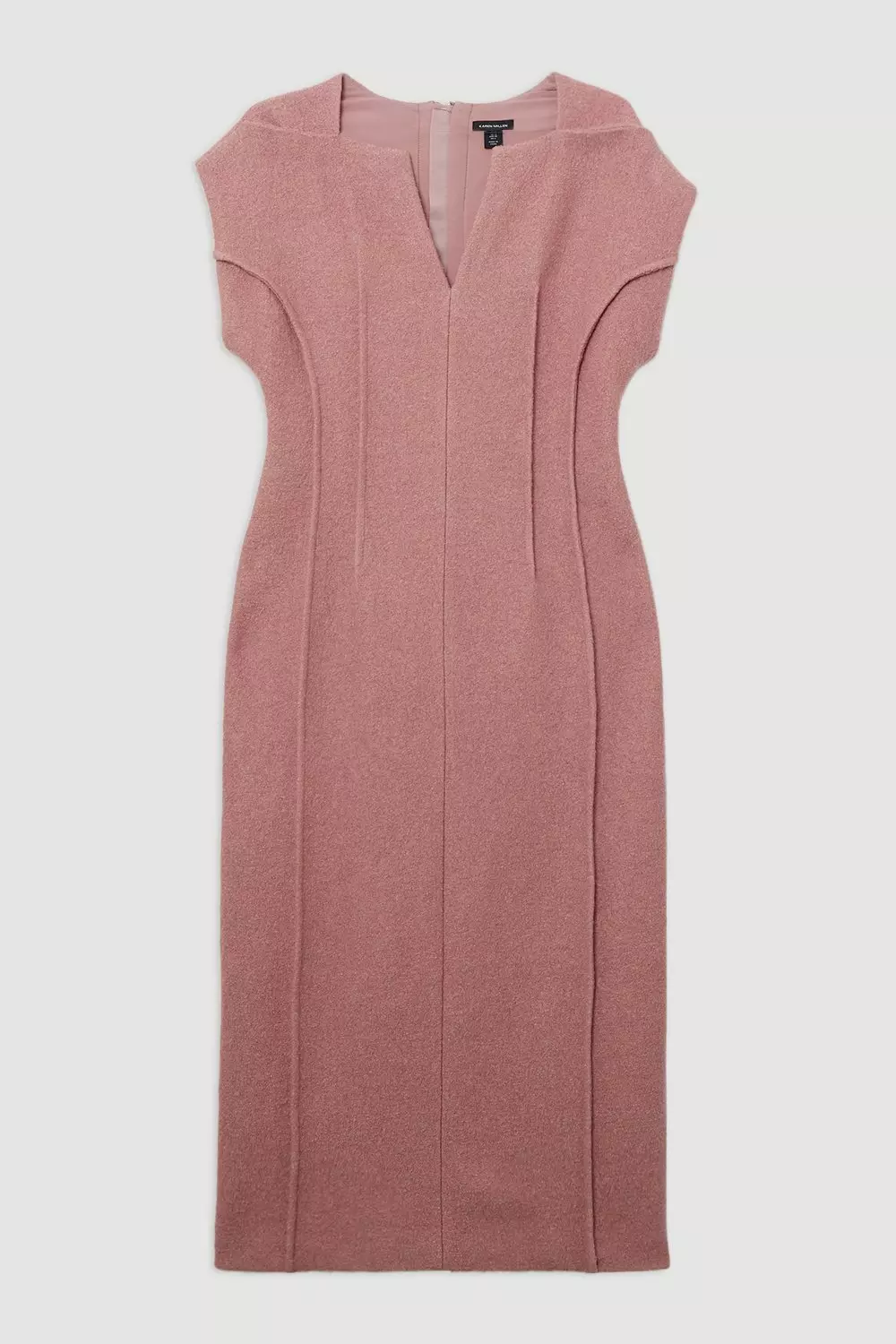 Textured Wool Blend Darted Tailored Midi Dress | Karen Millen