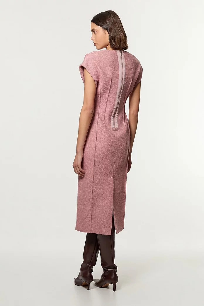 Textured Wool Blend Darted Tailored Midi Dress | Karen Millen Textured Wool Blend Darted Tailored Midi Dress | Karen Millen
