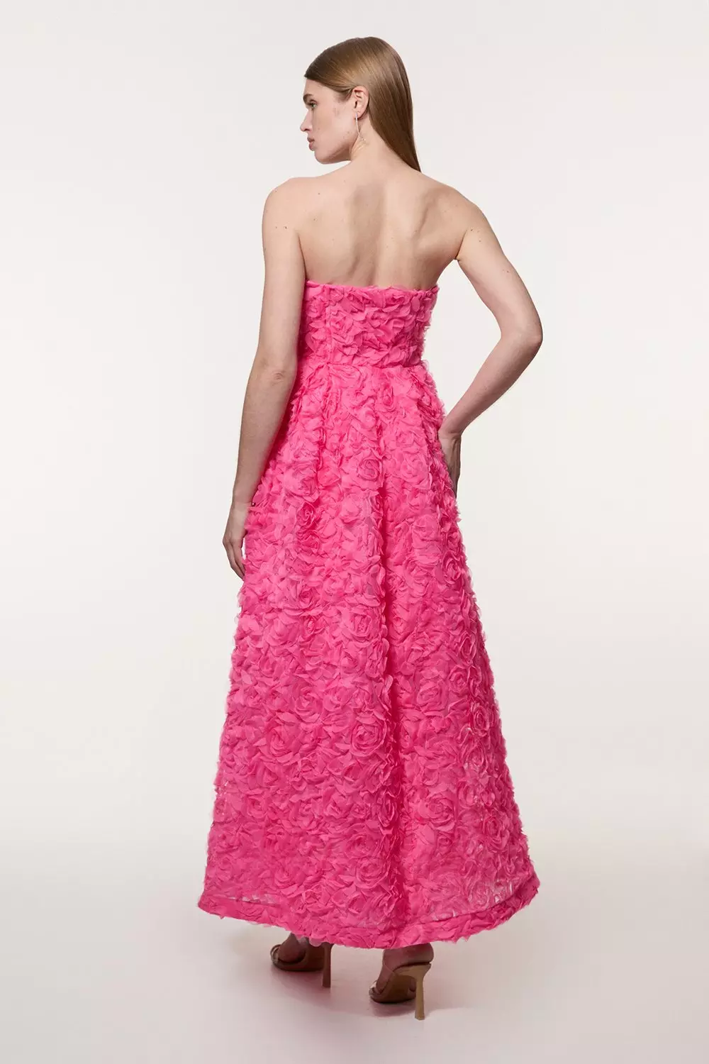 Textured Rosette Prom Maxi Dress | Karen Millen