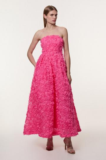 Tall Textured Rosette Prom Maxi Dress pink