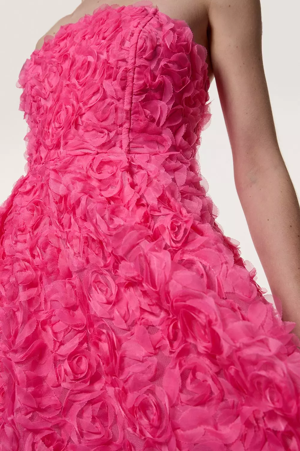 Tall Textured Rosette Prom Maxi Dress | Karen Millen