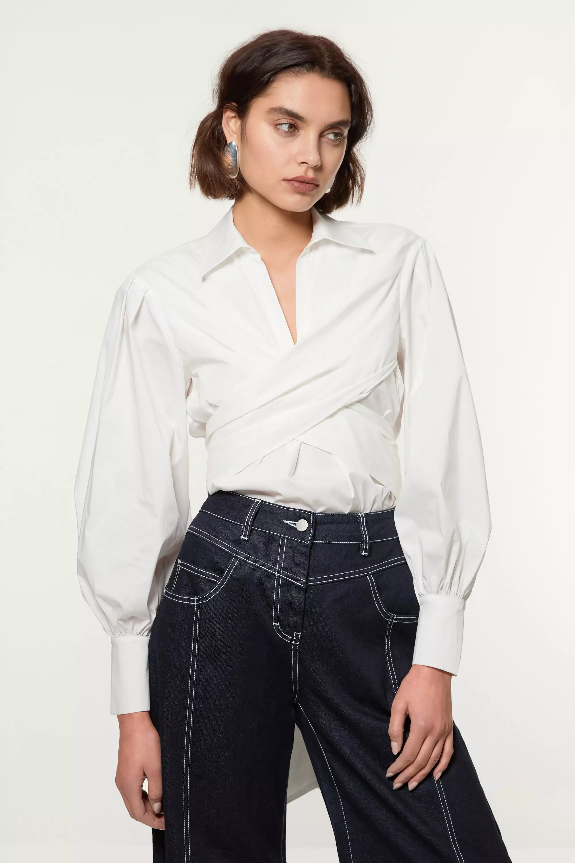 身長160㎝以下向け★【KAREN MILLEN】コットンツイルドレス Compact Stretch Contrast Belted Jumpsuit | Karen Millen