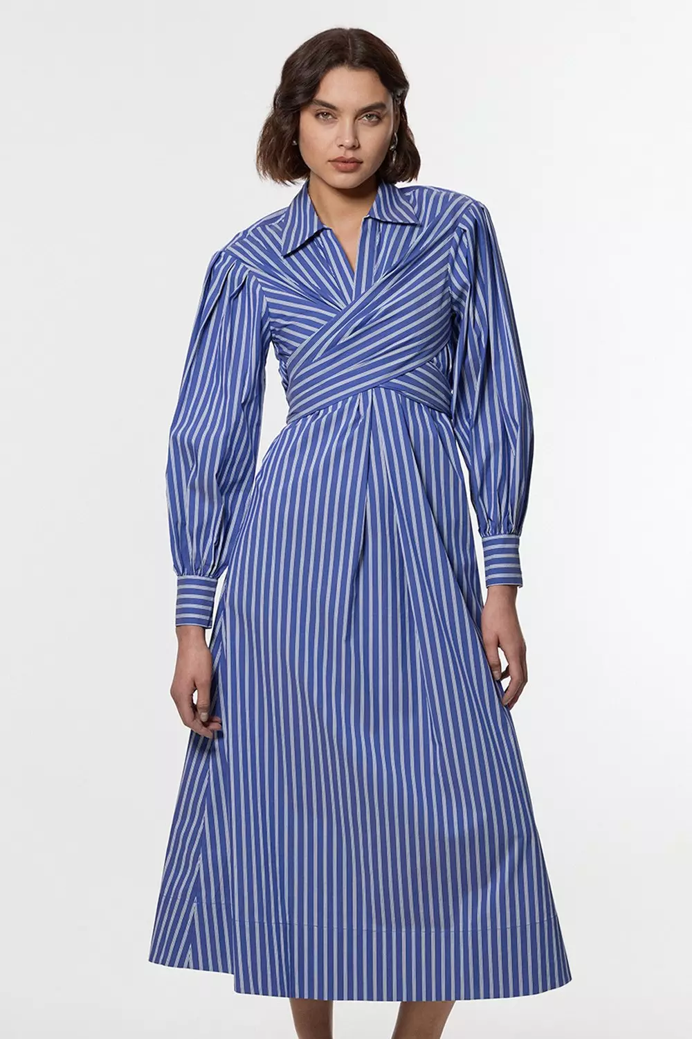 【Karen Millen】 ウエスタンスタイル ウーブン シャツドレス bkk22967_stripe_xl?$