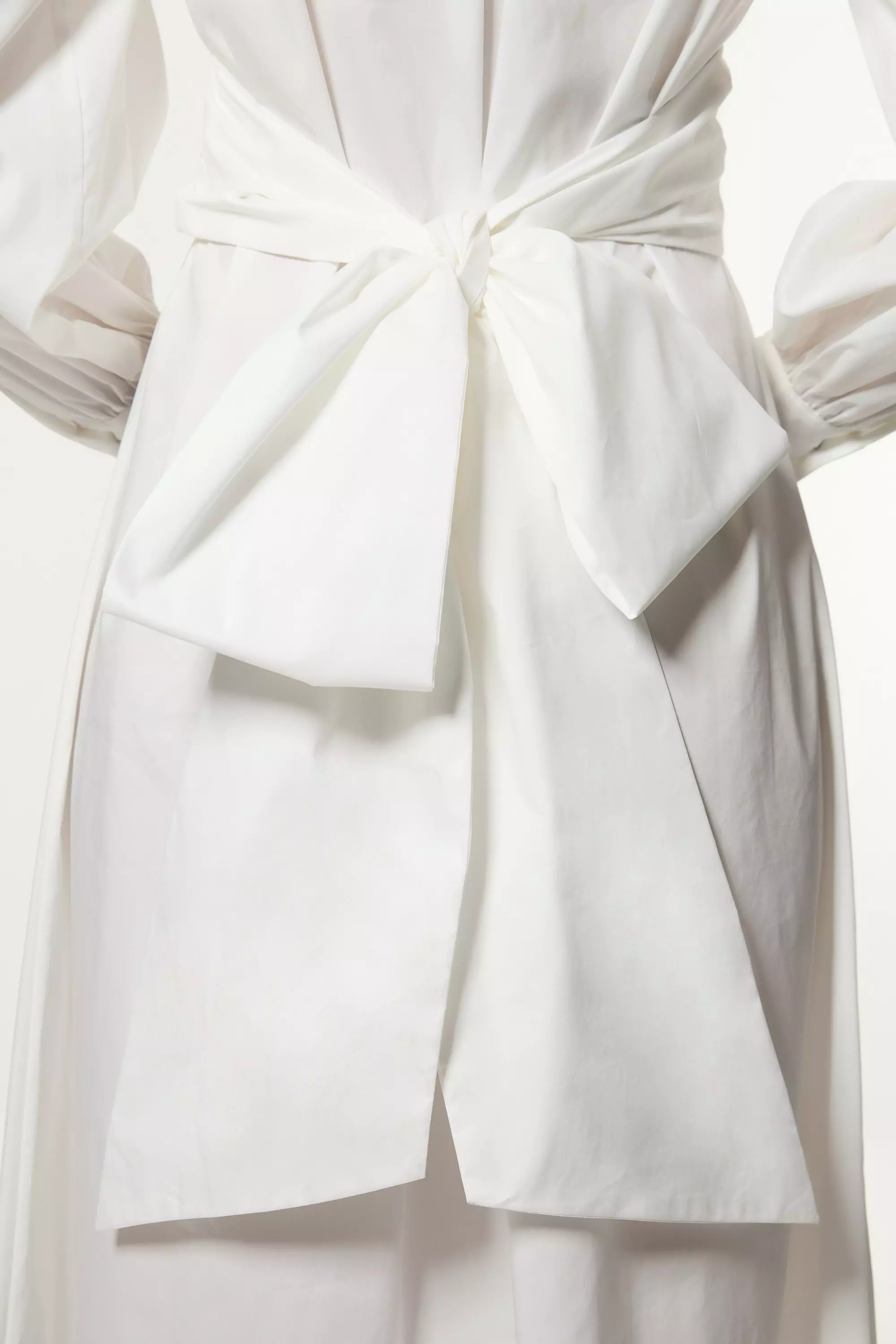 Petite Cotton Poplin Drama Sleeve Woven Wrap Detail Shirt