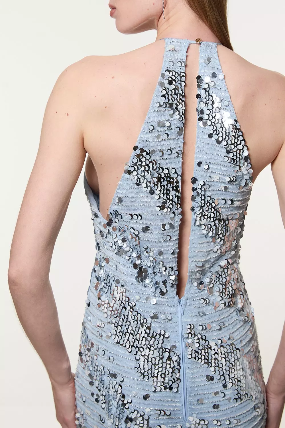 Placed Sequin Fishtail Maxi Dress | Karen Millen