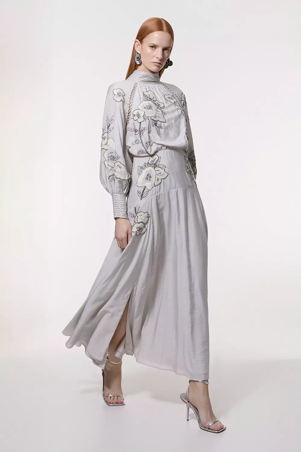 ＊美品＊2WAY DRAPE SLEEVE EMBROIDERY DRESS Velvet Twofer Dress with Bow, 4480277 | ELOQUII
