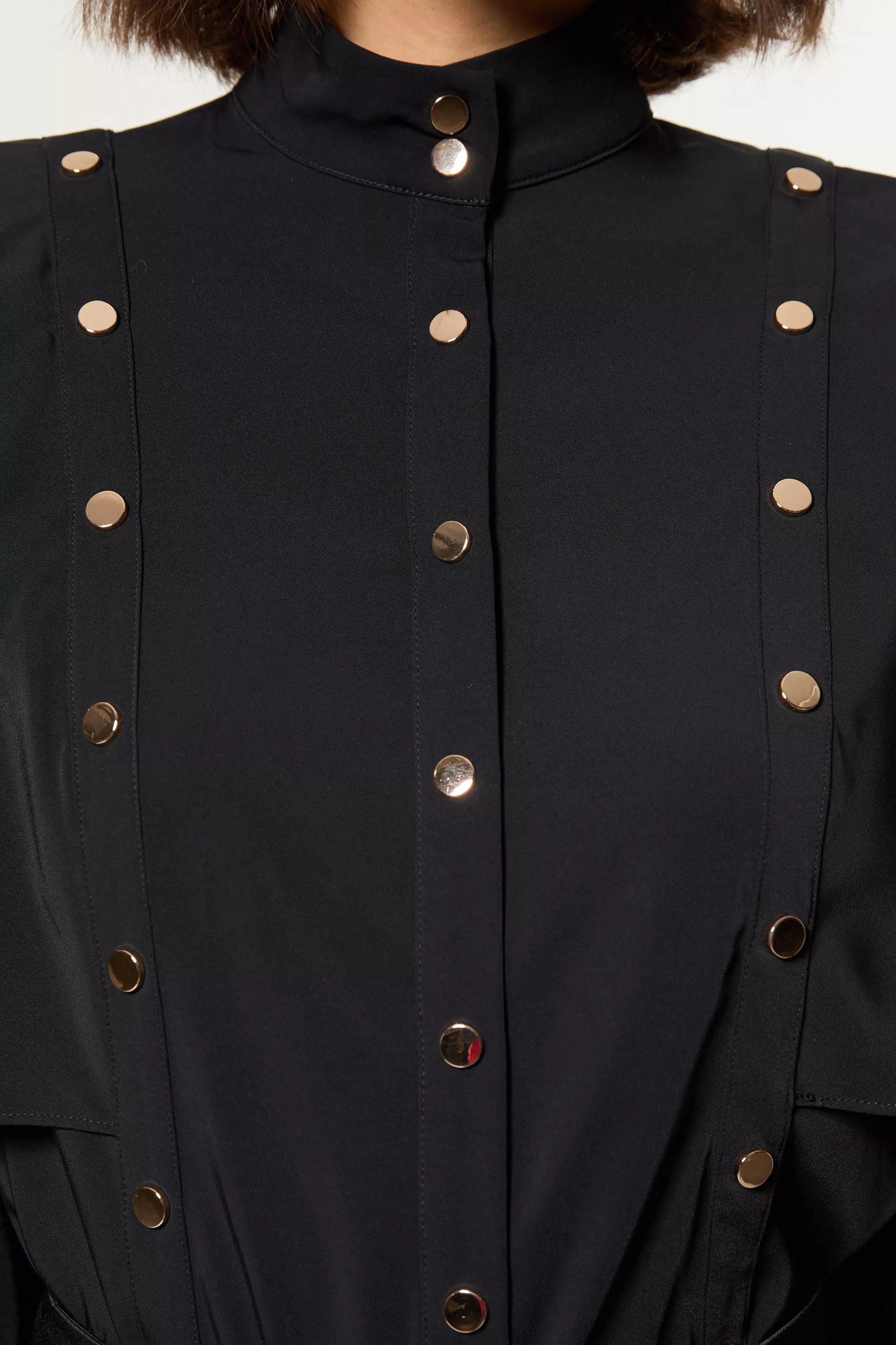 Black Studded Crepe Cape Sleeve Woven Blouse alternative image