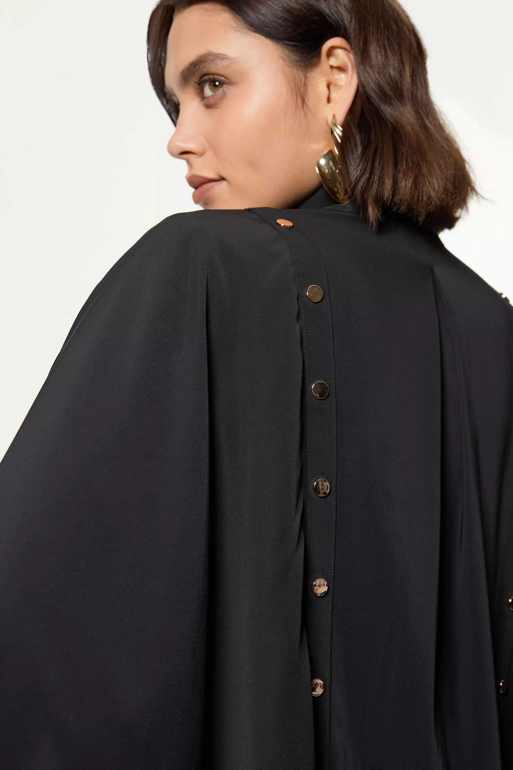 Black Studded Crepe Cape Sleeve Woven Blouse alternative image