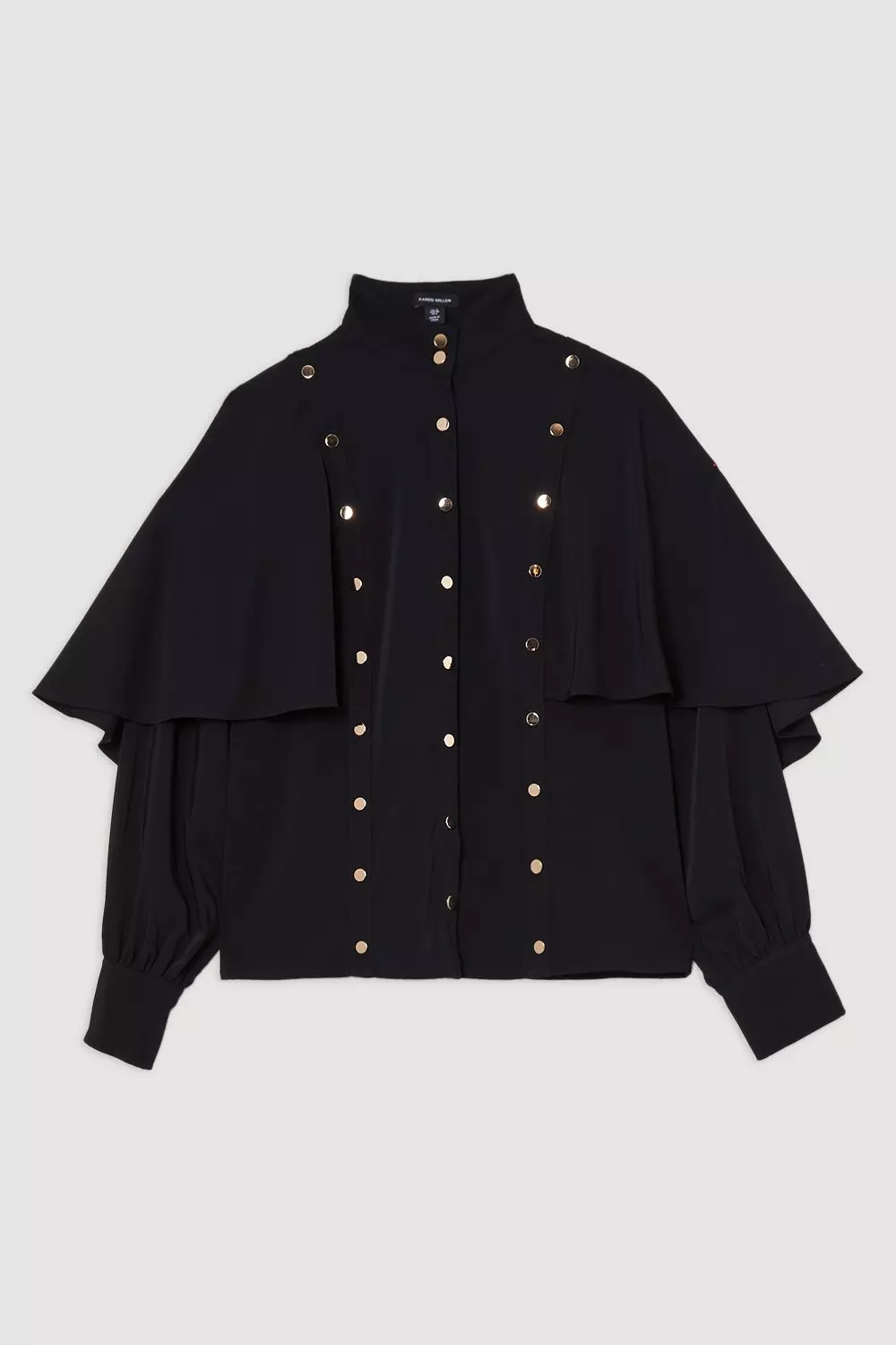 Black Studded Crepe Cape Sleeve Woven Blouse alternative image