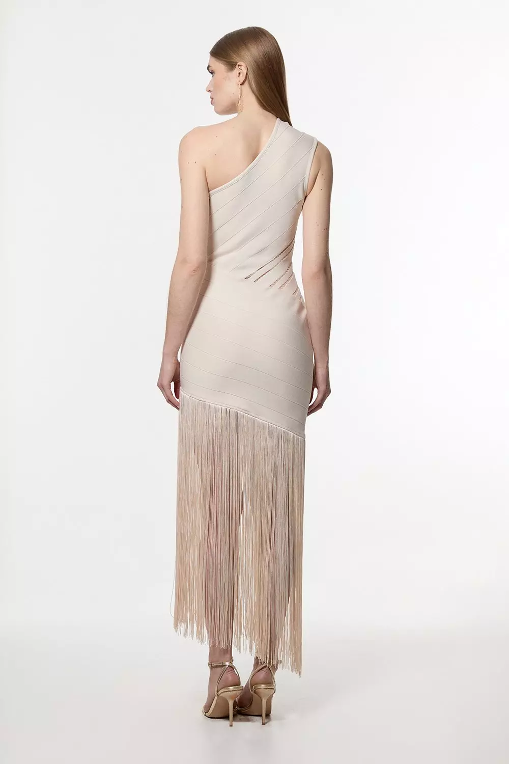 Figure Form Bandage Knit Tassel Sheer Dress | Karen Millen