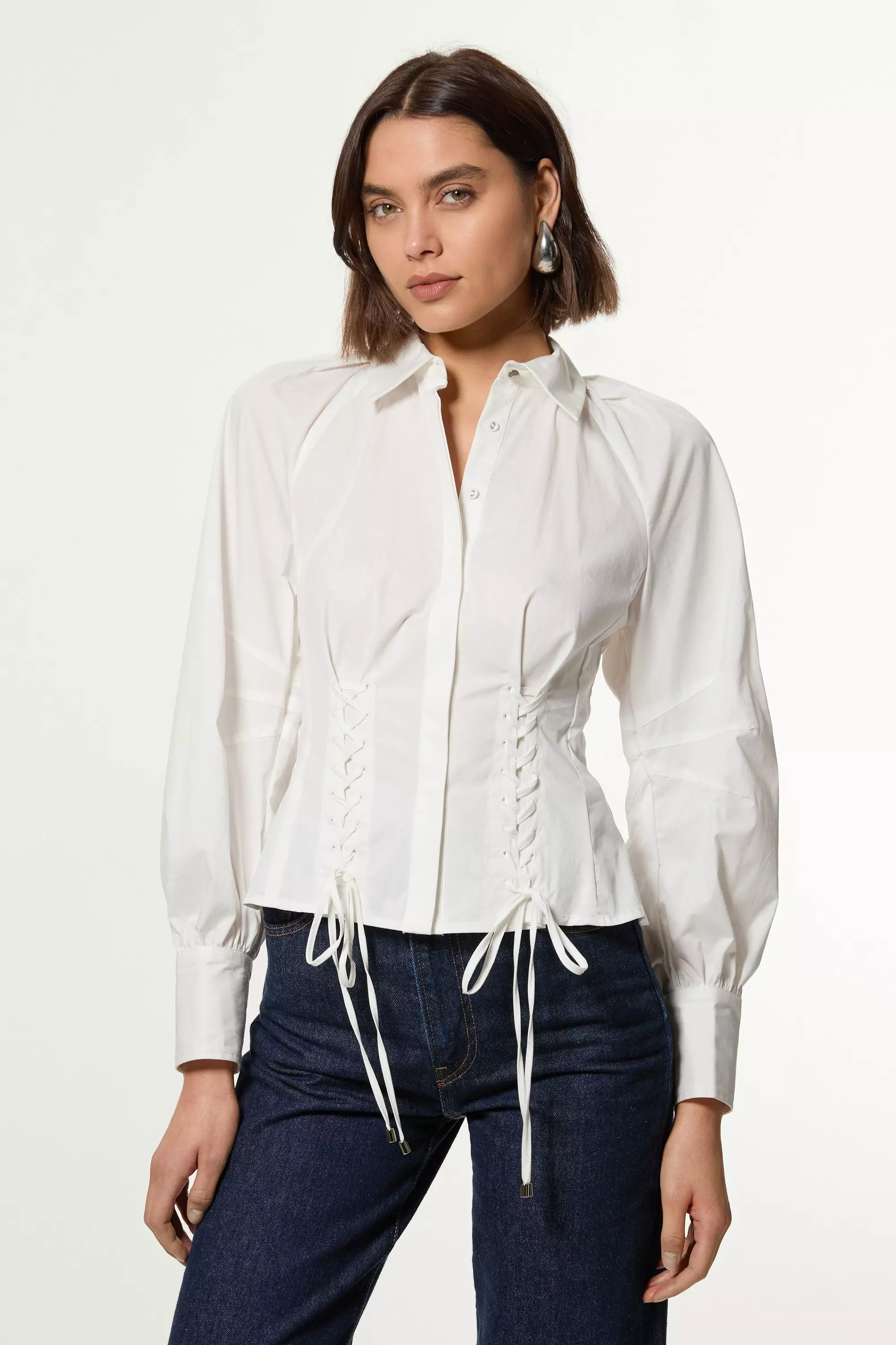 トップス YILON Bloom lace set blouse Autumn Women White Lace Shirt Tops Long Sleeve Blouse at