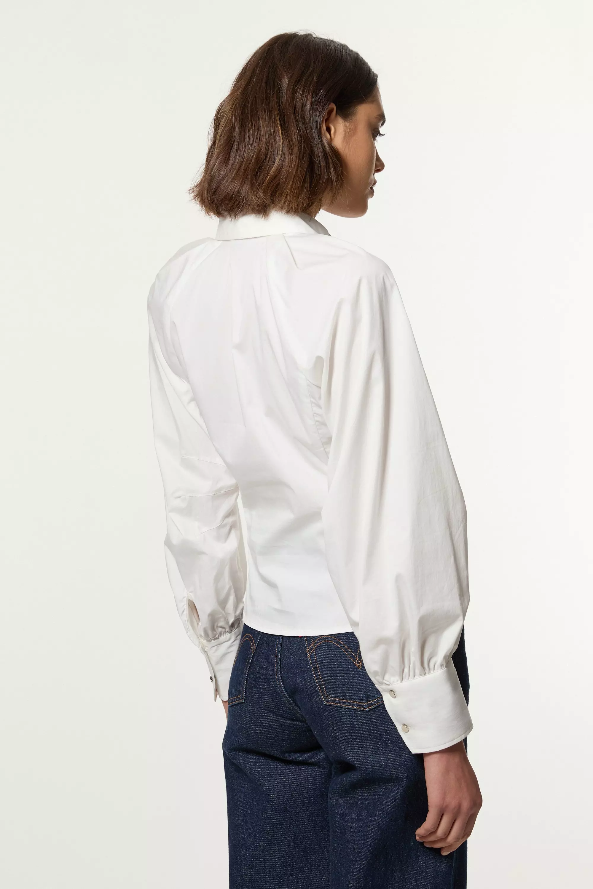 Lace Up Detail Balloon Sleeve Shirt | Karen Millen