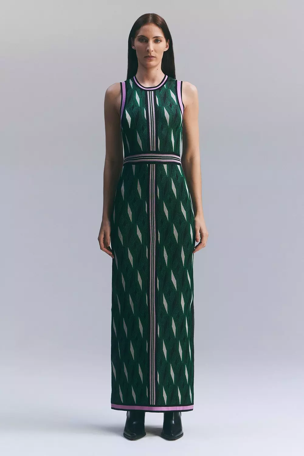 Amelia Graham Jacquard Sleeveless Dress | Karen Millen