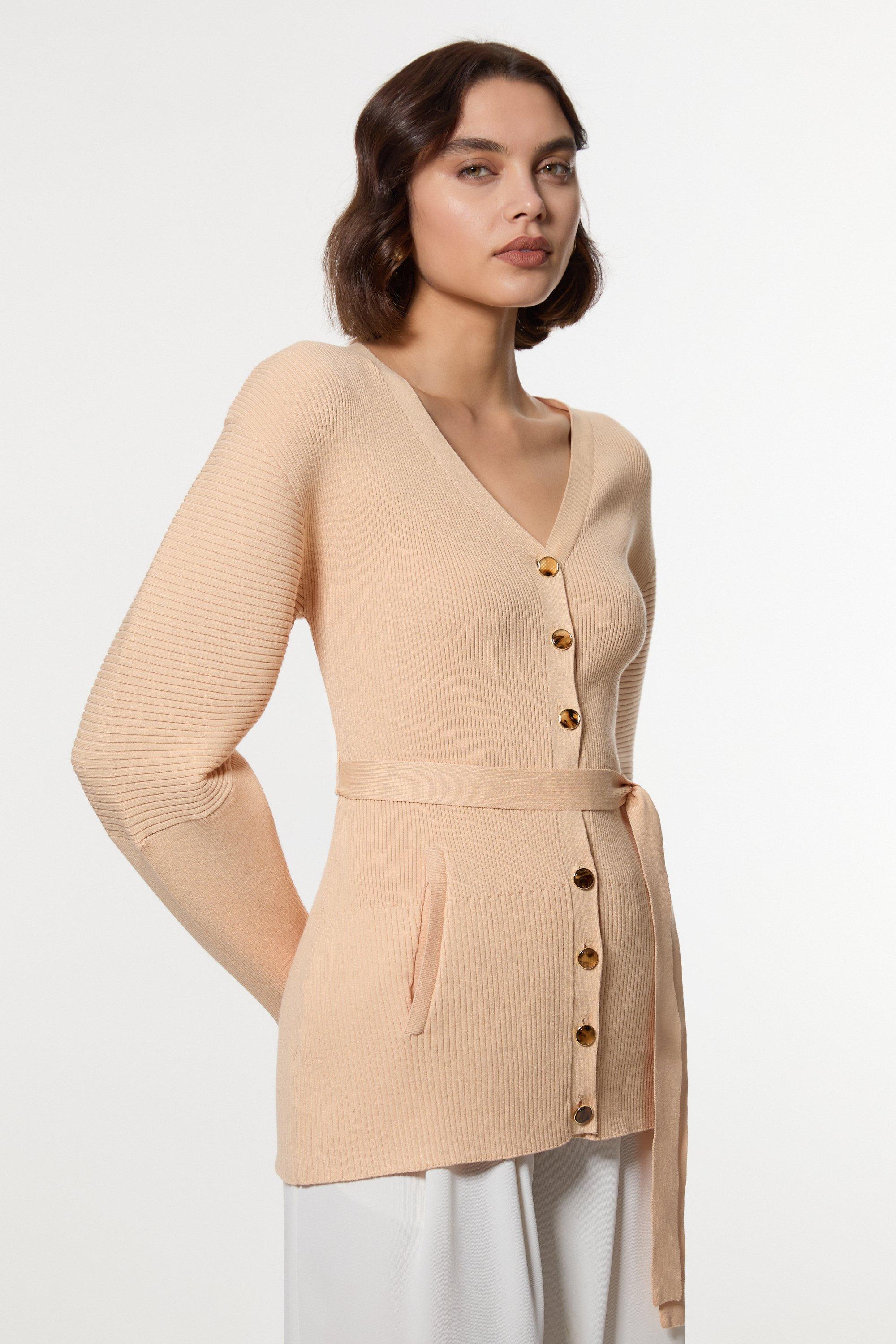 Structured Rib Knitted Cardi | Karen Millen