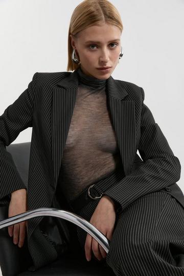 Tall Pinstripe Tailored Single Breasted Jacket black