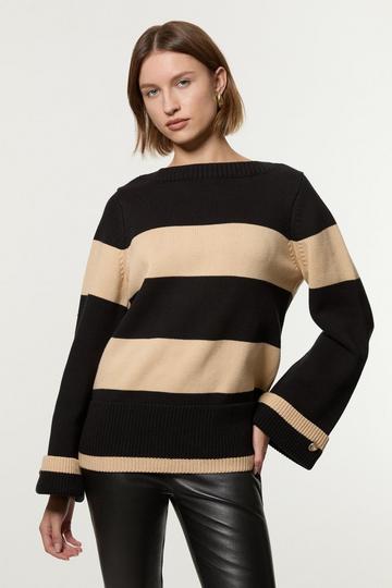 Black Knitted Stripe Jumper