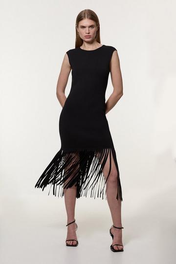 Black Tassel Knitted Dress