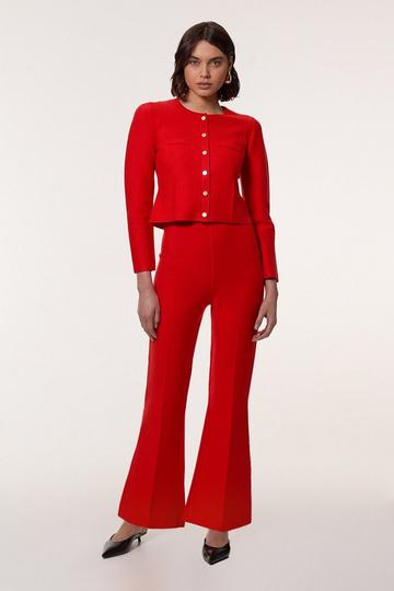 Red Flared Knitted Trousers