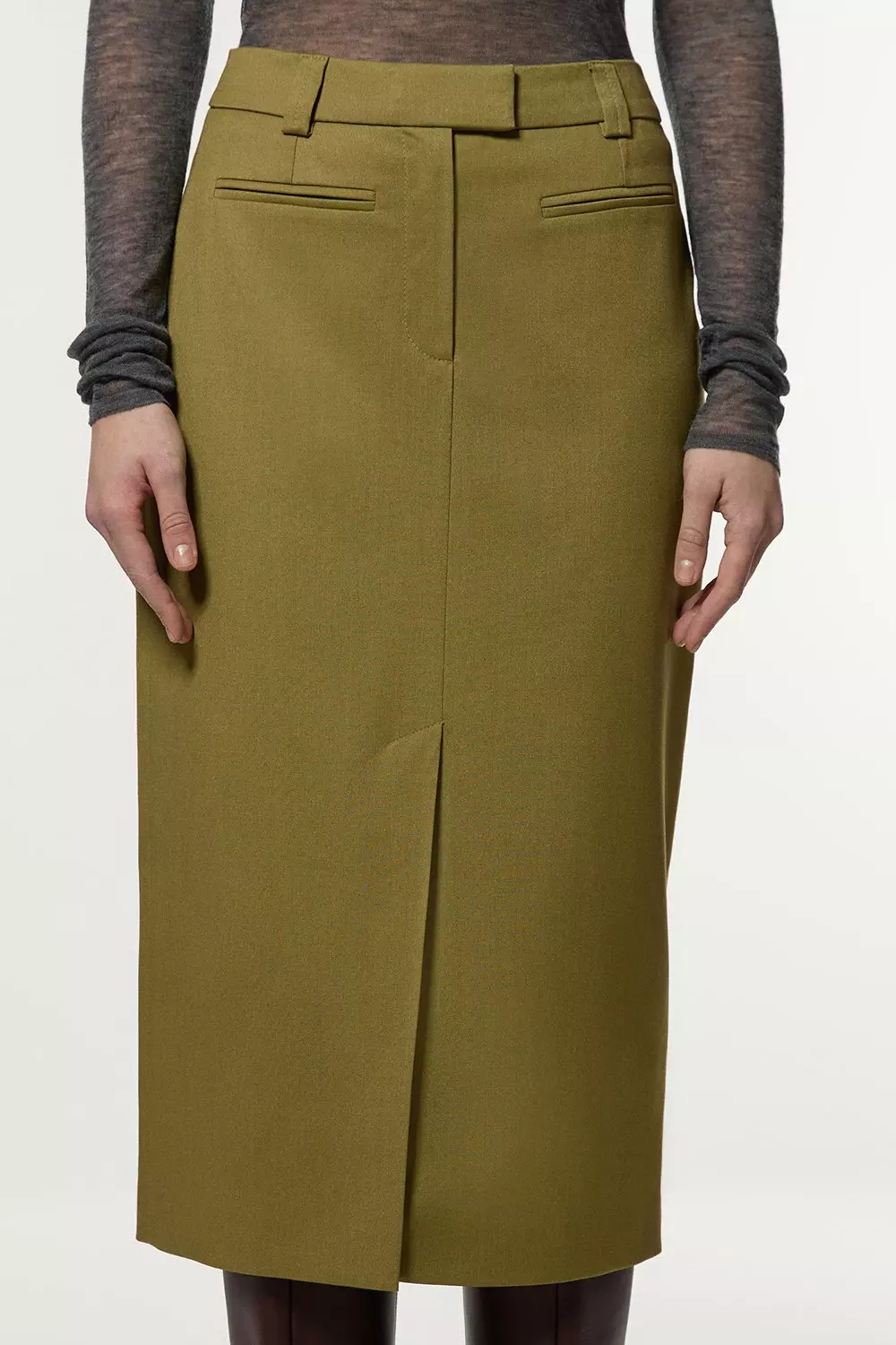 Moss Tall Soft Structured Tailored Pencil Skirt    alternative image