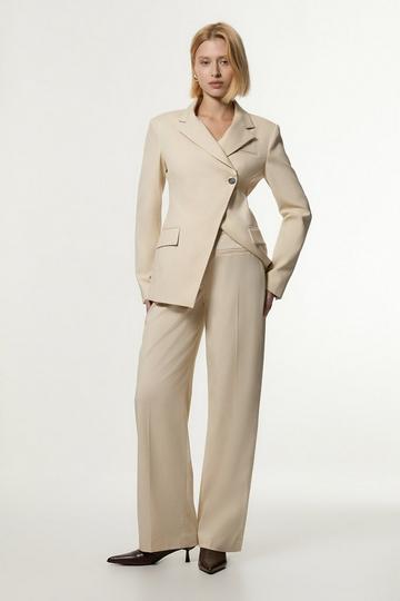 Soft Structured Tailored Wide Leg Pants neutral