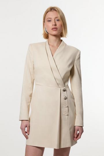 Soft Structured Tailored Wrap Blazer Dress neutral