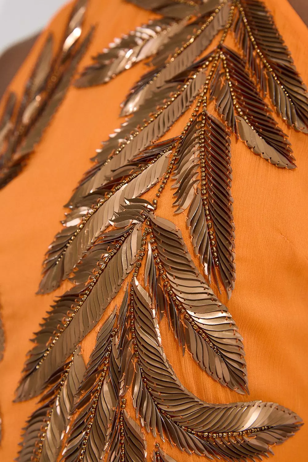 Orange Petite Halter Neck Feather Sequin Detail Woven Maxi Dress alternative image