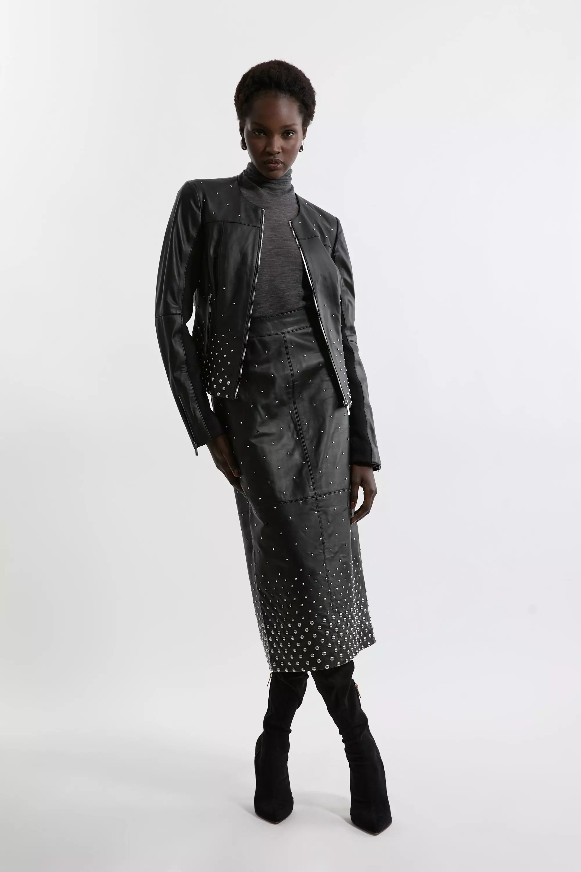 Studded Leather Pencil Skirt alternative image