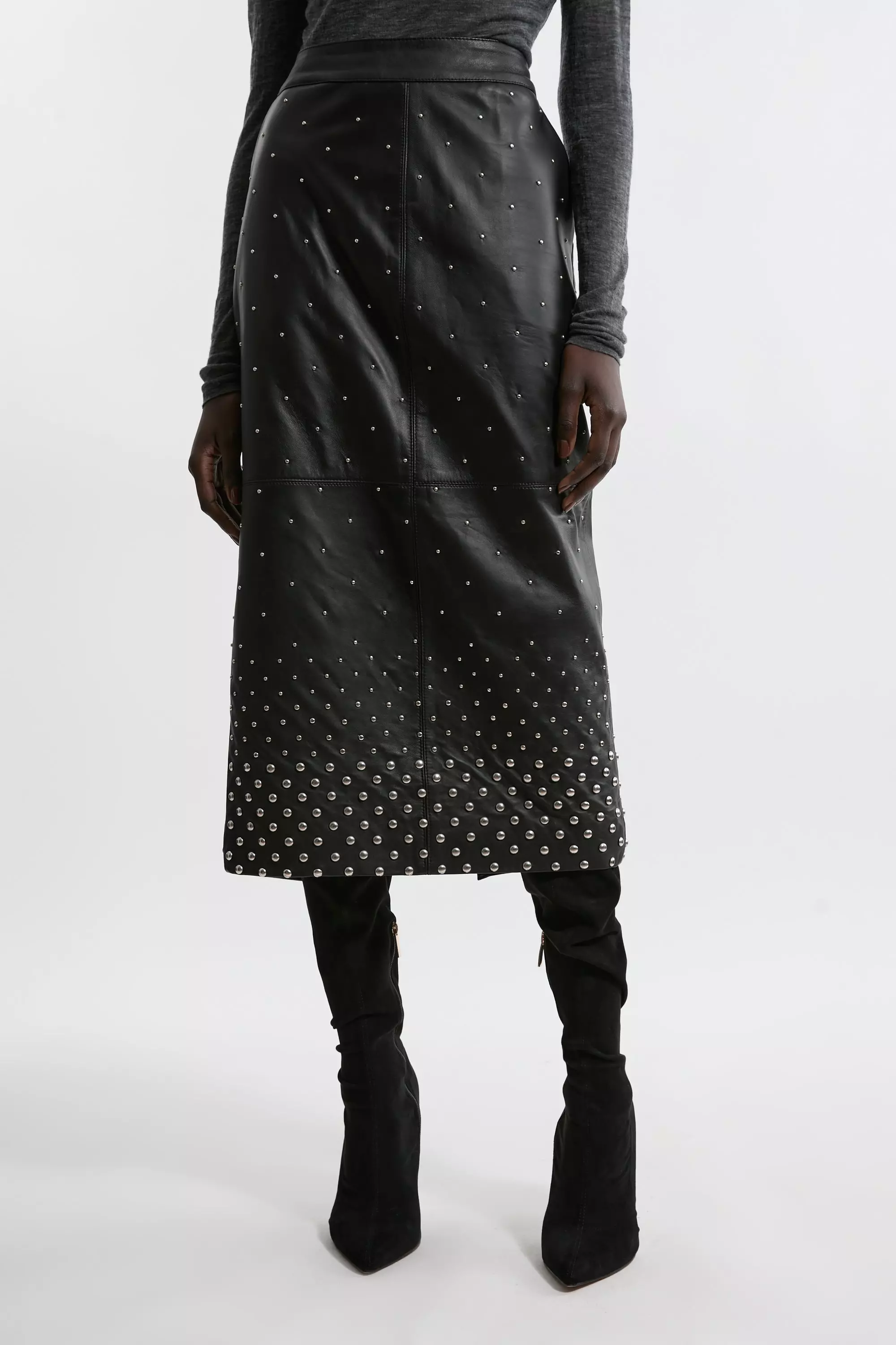 Studded Leather Pencil Skirt alternative image
