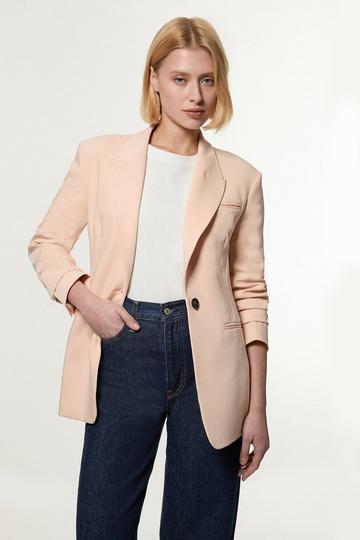 Polished Viscose Tailored Single Breasted Jacket neutral