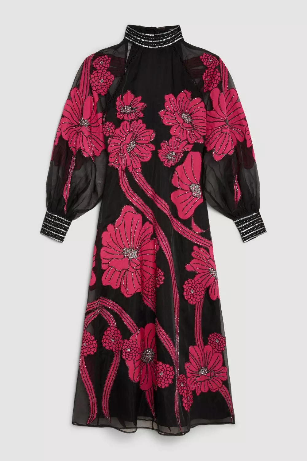 Applique Organdie Floral Graphic Maxi Dress | Karen Millen