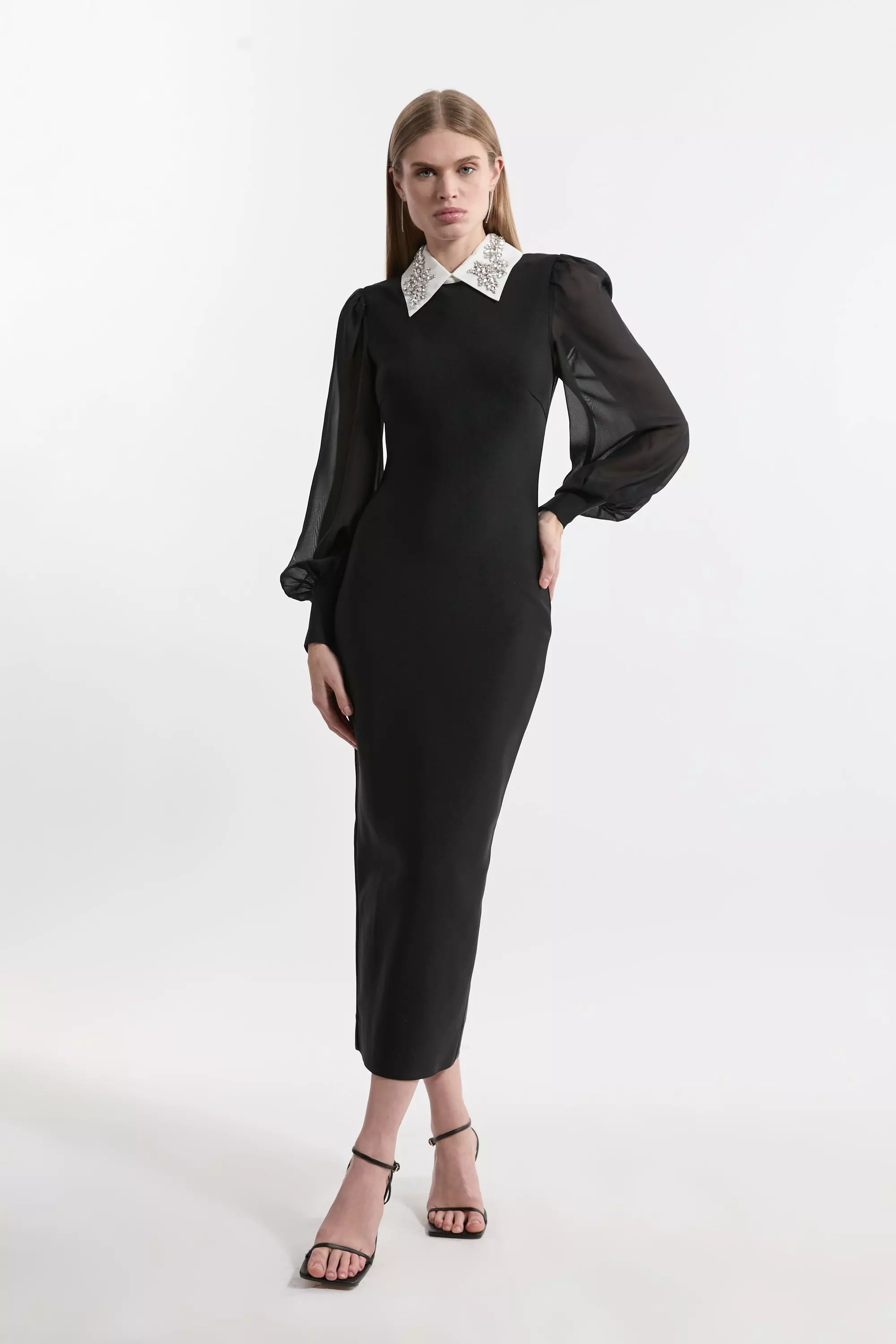 【Karen Millen】テーラード フリル ブレザー ワンピース Plus Size Soft Tailored Crepe Tab Detail Pleated Jumpsuit